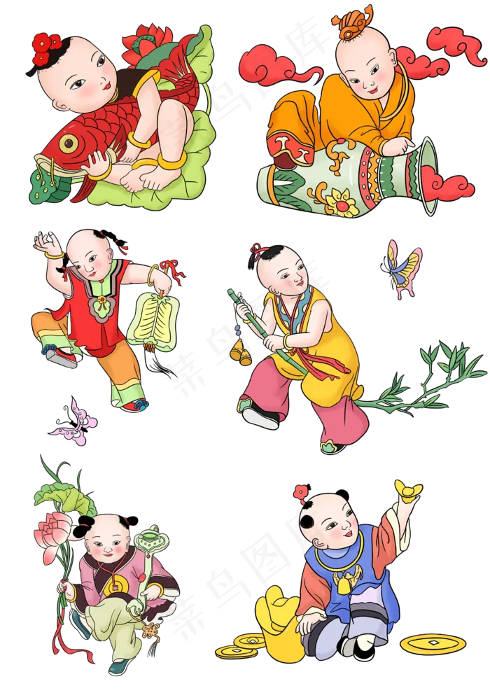 春节复古年画合集手绘(2480X3508(DPI:300))psd模版下载