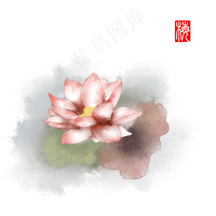 夏季装饰古风荷花可商用元素(2000X2000(DPI:300))psd模版下载