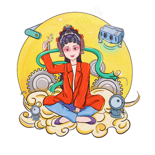 国潮科幻未来AI机器人科技,免抠元素 国潮科幻未来AI机器人科技,免抠元素