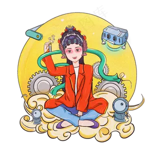 国潮科幻未来AI机器人科技,免抠元素 国潮科幻未来AI机器人科技,免抠元素