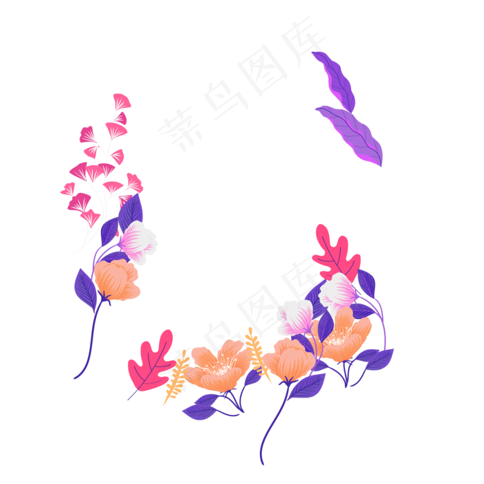 渐变花丛中花卉