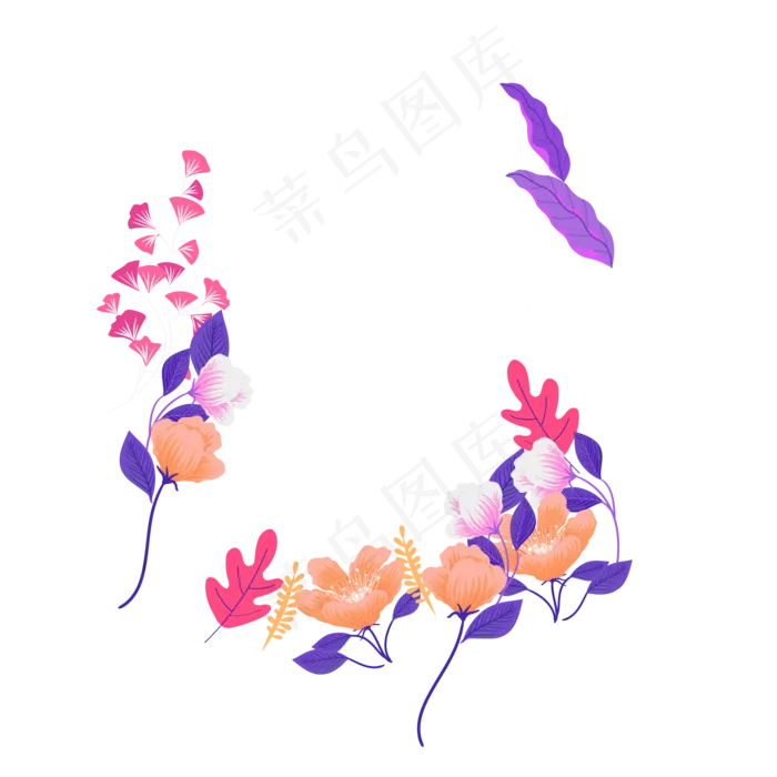渐变花丛中花卉(2000X2000(DPI:300))ai矢量模版下载