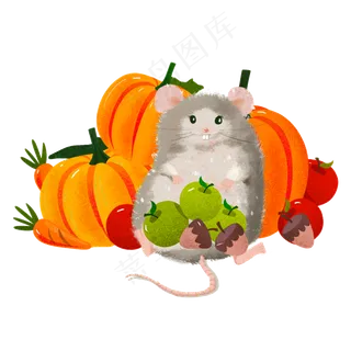 创意鼠年老鼠丰收素材,免抠元素