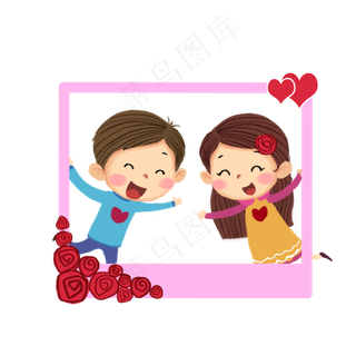 2.14情侣玩同框照卡通手绘