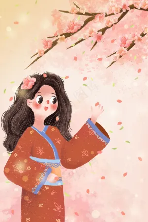 治愈唯美桃花与女孩