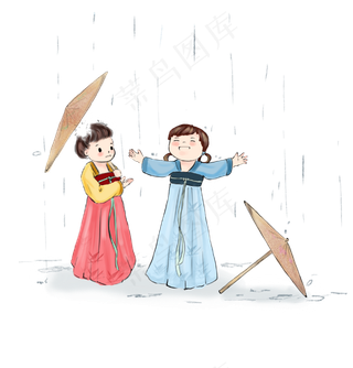 清明节中国风水彩清明时节雨纷纷,免抠元素