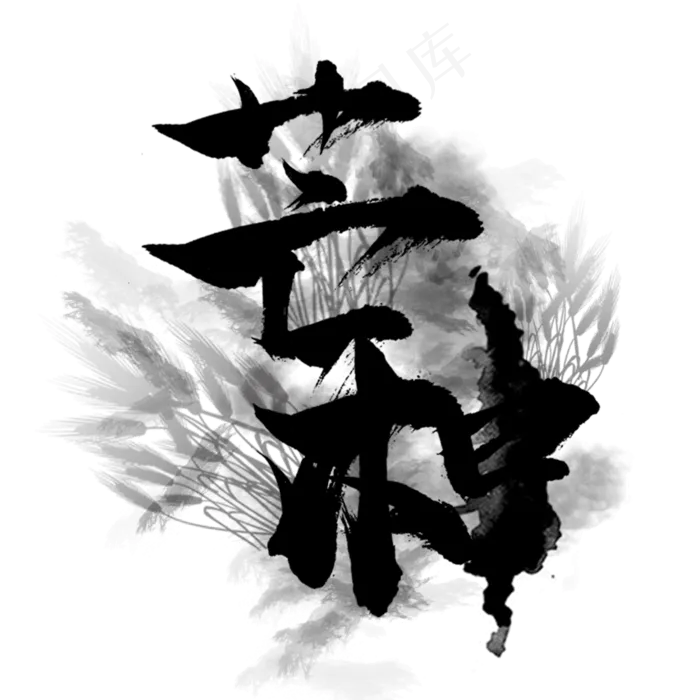 芒种节气水墨字体设计(2000X2000(DPI:300))psd模版下载