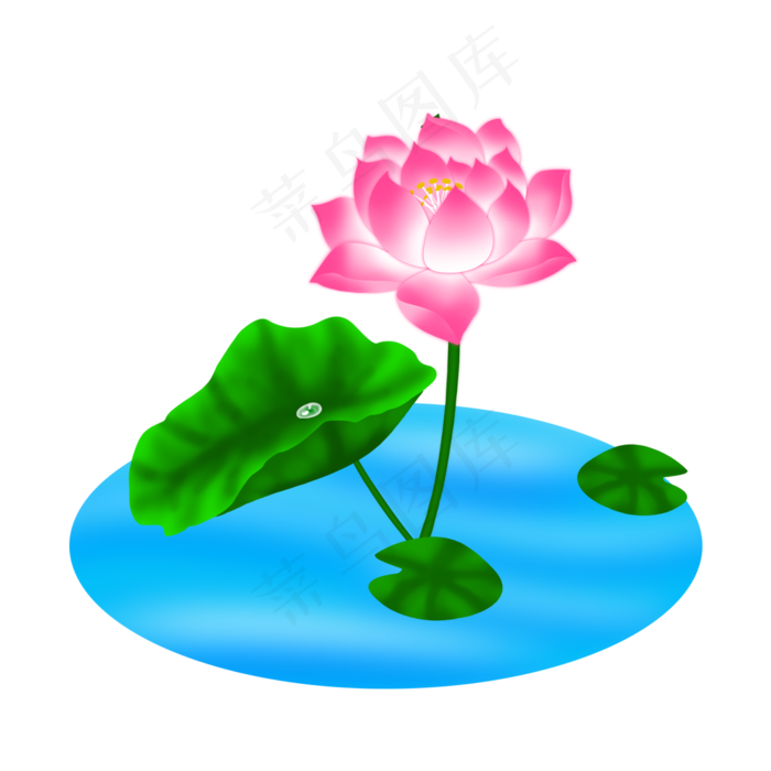 卡通粉色莲花免扣