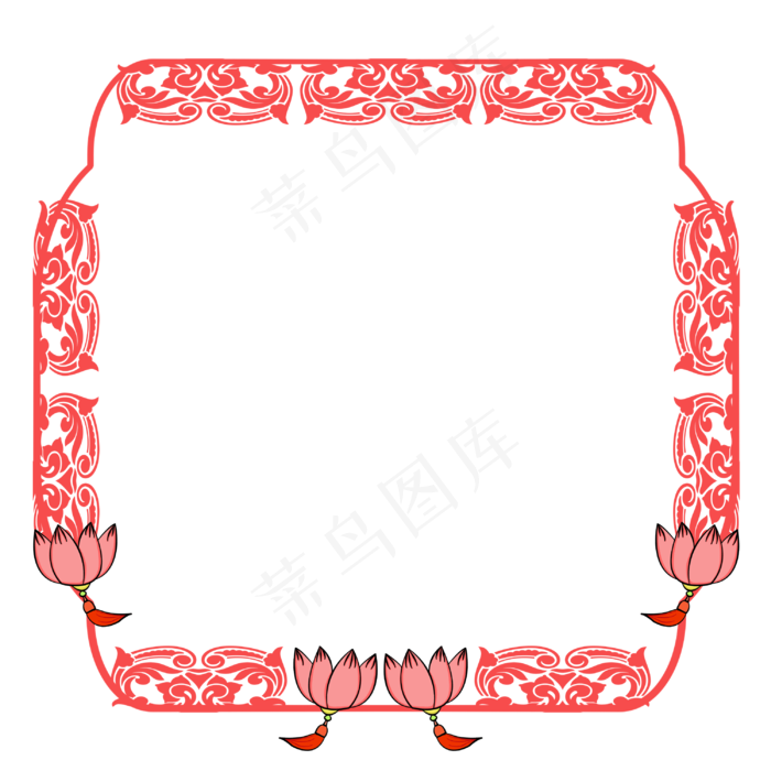 元宵节荷花灯笼花纹手绘边框(3000X3000(DPI:72))psd模版下载