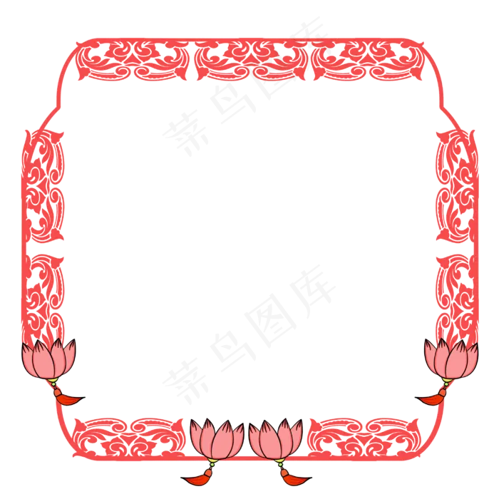 元宵节荷花灯笼花纹手绘边框(3000X3000(DPI:72))psd模版下载