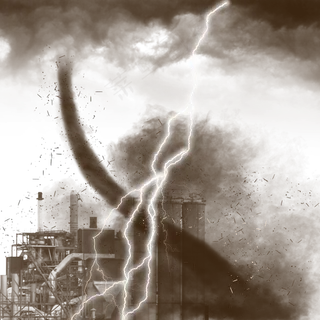 灾难龙卷风乌云闪电地震元素,免抠元素