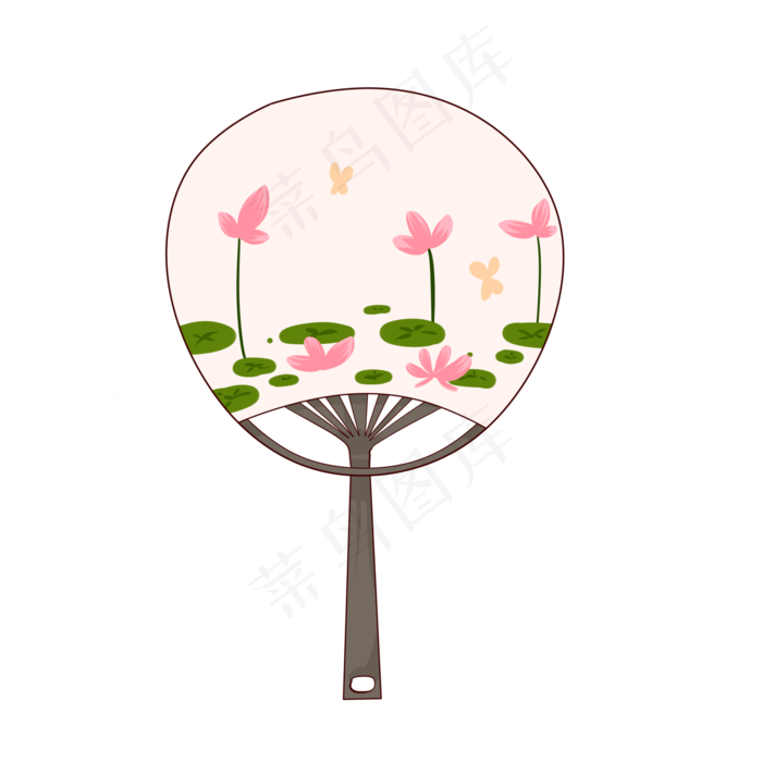 夏日荷塘手绘中国风,免抠元素