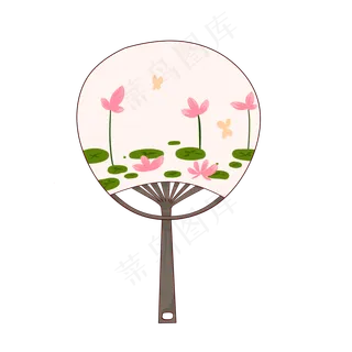 夏日荷塘手绘中国风,免抠元素