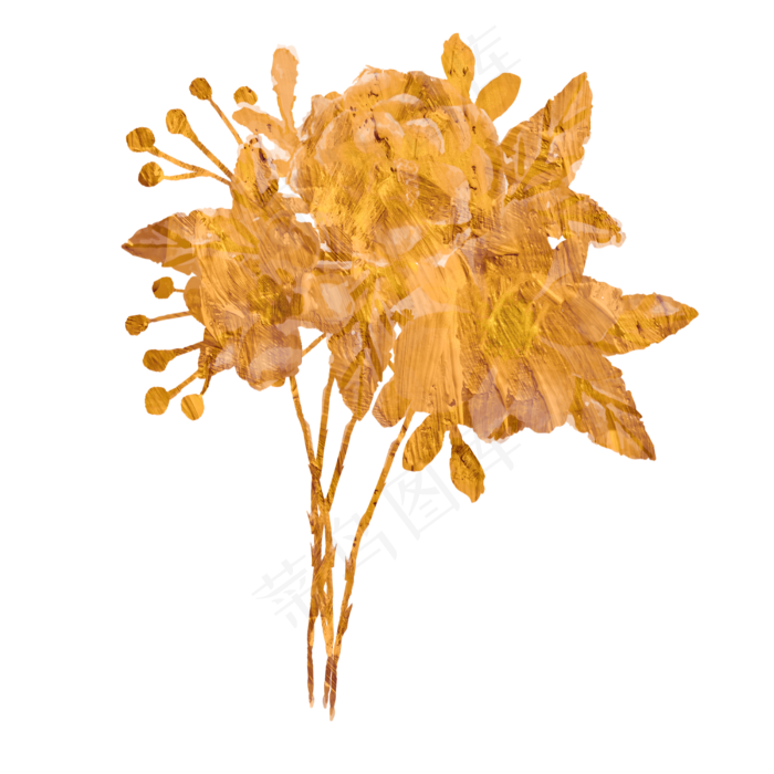 金色花束精致金箔华丽(2500X2500(DPI:300))psd模版下载