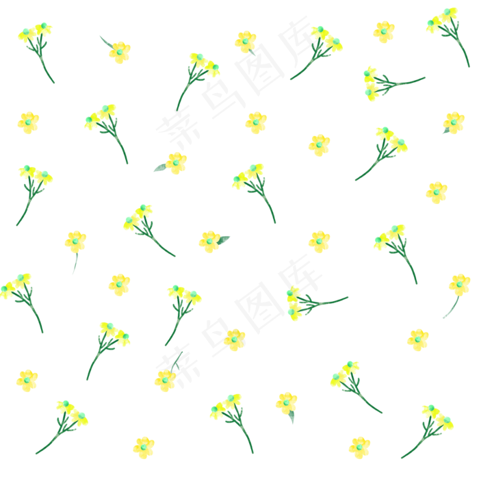 手绘水彩小黄花(2000X2000(DPI:300))psd模版下载