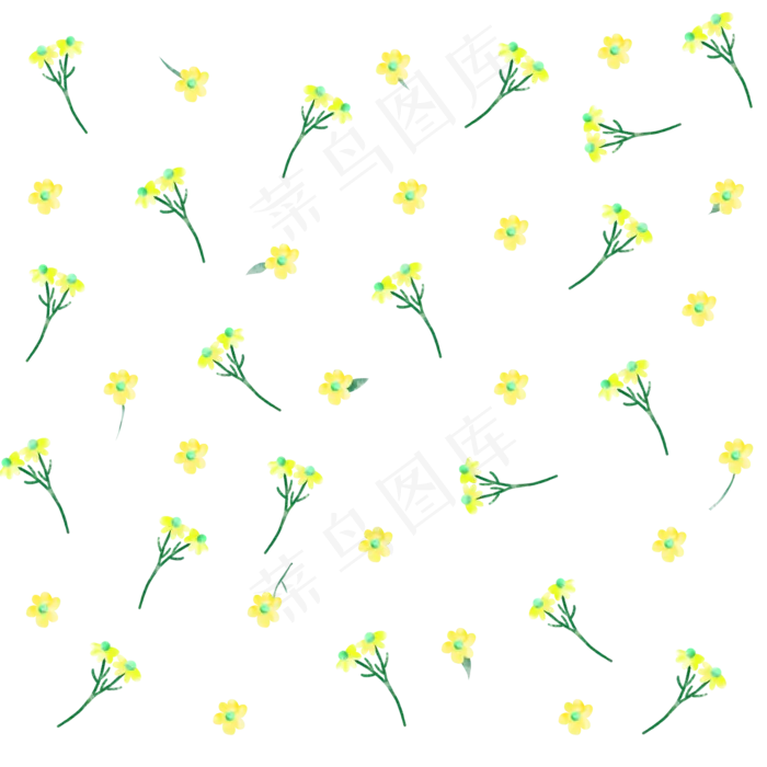 手绘水彩小黄花(2000X2000(DPI:300))psd模版下载