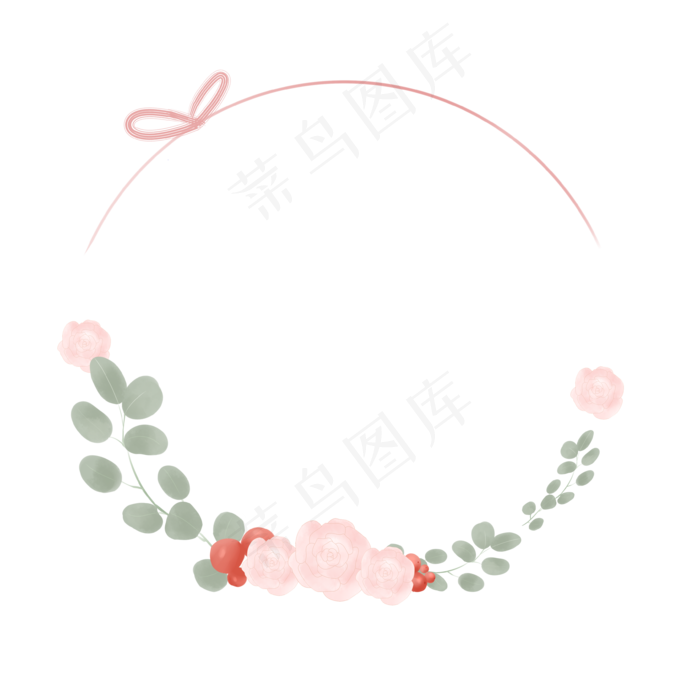 日系简约粉色水彩玫瑰花环边框(3543X3543(DPI:299))psd模版下载