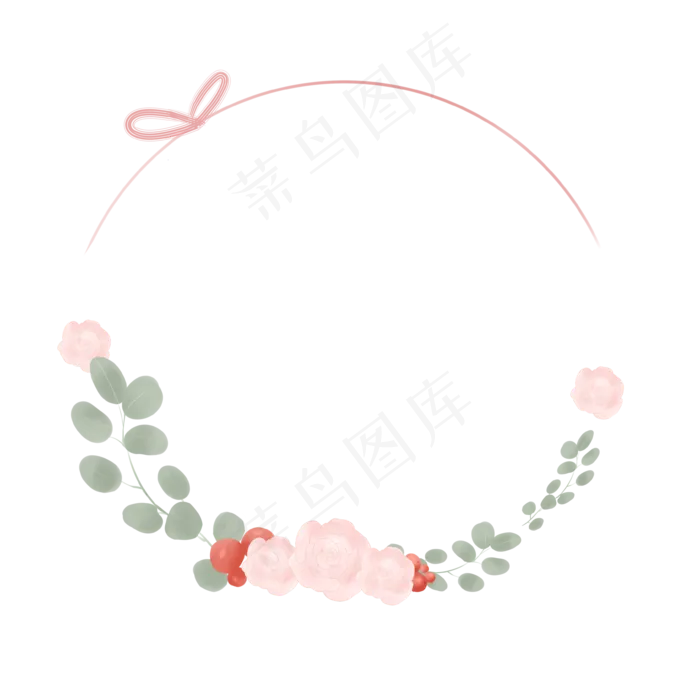 日系简约粉色水彩玫瑰花环边框(3543X3543(DPI:299))psd模版下载