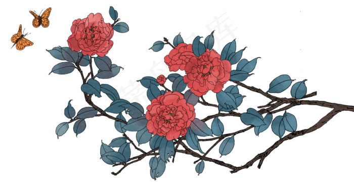 古典工笔画江南装饰画,免抠元素