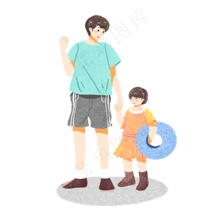 父亲节游玩海边泳圈素材