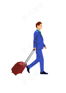 春分提行李箱的男人免扣元素,免抠元素