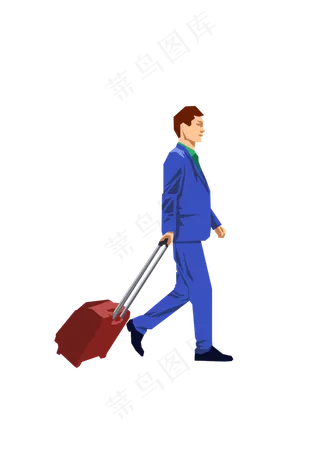 春分提行李箱的男人免扣元素,免抠元素