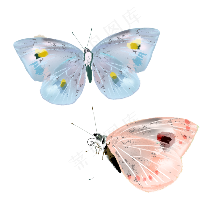 唯美蝴蝶透明翅膀,免抠元素(2500*2500px 300 dpi )psd模版下载
