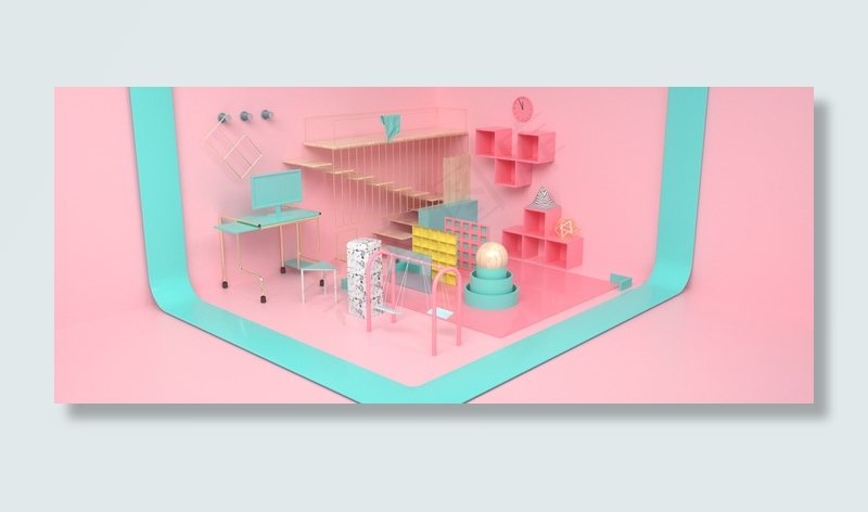 开学季创意房间时尚电商banner