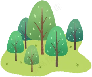 春天长满绿叶的树下载,免抠元素