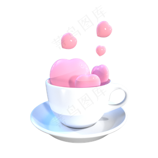 情人节粉色浪漫爱心杯子,免抠元素