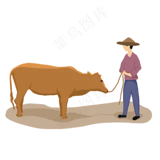 手绘芒种人物png素材