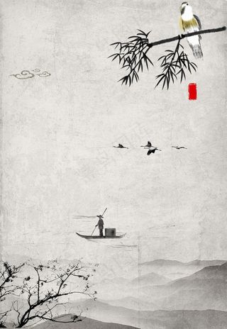 中国风水墨山水广告设计