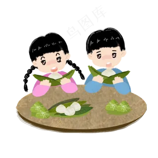 端午节吃粽子小孩png素材