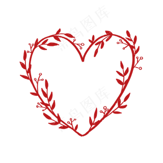 浪漫爱心花环PNG免抠素材