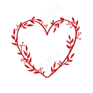 浪漫爱心花环PNG免抠素材