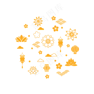 中秋月饼包装底纹元素