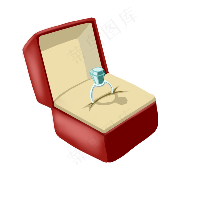 人节浪漫戒指手绘插画,免抠元素