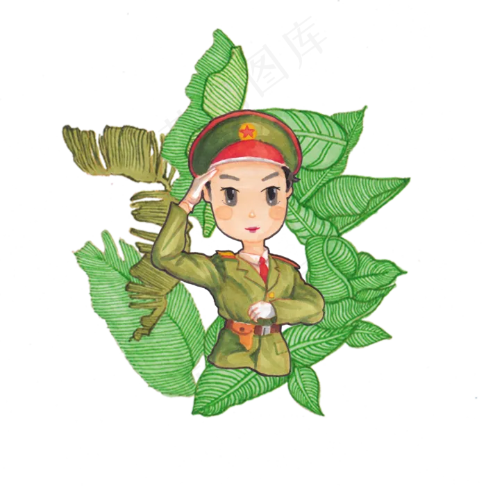 手绘建军节党建红色革命设计元素(2000X2000(DPI:300))psd模版下载