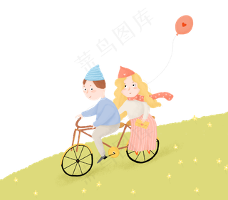 情人节520浪漫小山坡骑自行车