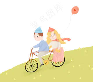 情人节520浪漫小山坡骑自行车