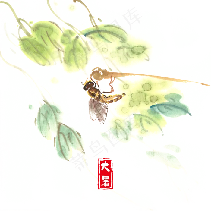 大暑树叶下的昆虫(4724X4724(DPI:300))psd模版下载