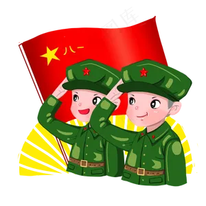 八一建军节小战士军人敬礼,免抠元素