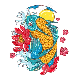 国潮锦鲤手绘新年锦鲤