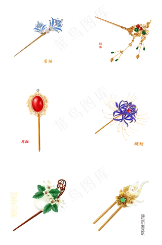 中国珠宝传世之美手绘中国风发簪