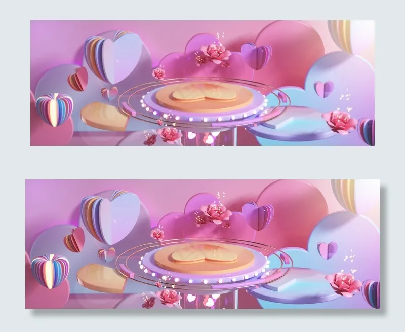 C4D创意七夕节展台