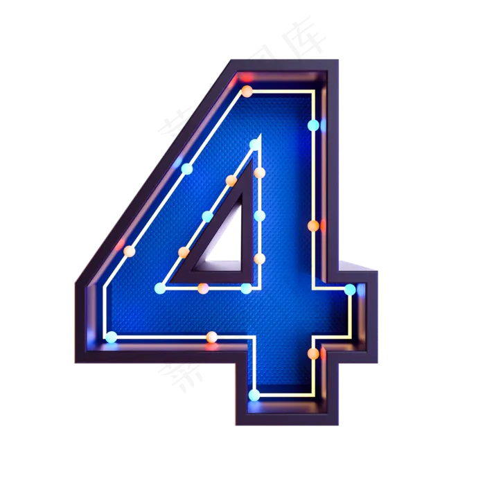 霓虹灯倒计时数字4(2200*2200px 	      )