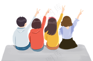 六月毕业季学生合影广告