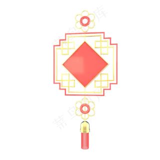 中国风红色金色中国结装饰,免抠元素
