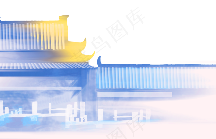 水彩建筑顶部(3100X2000(DPI:300))psd模版下载