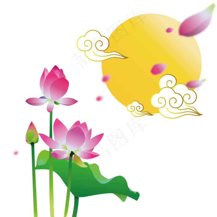 中秋节生动荷花月亮(2000*2000px 300 dpi )ai矢量模版下载